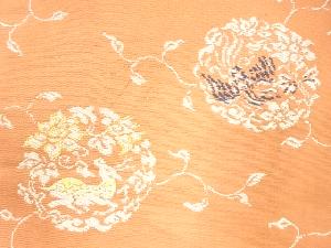 アンティーク　花丸紋に鹿鳳凰模様織り出し名古屋帯